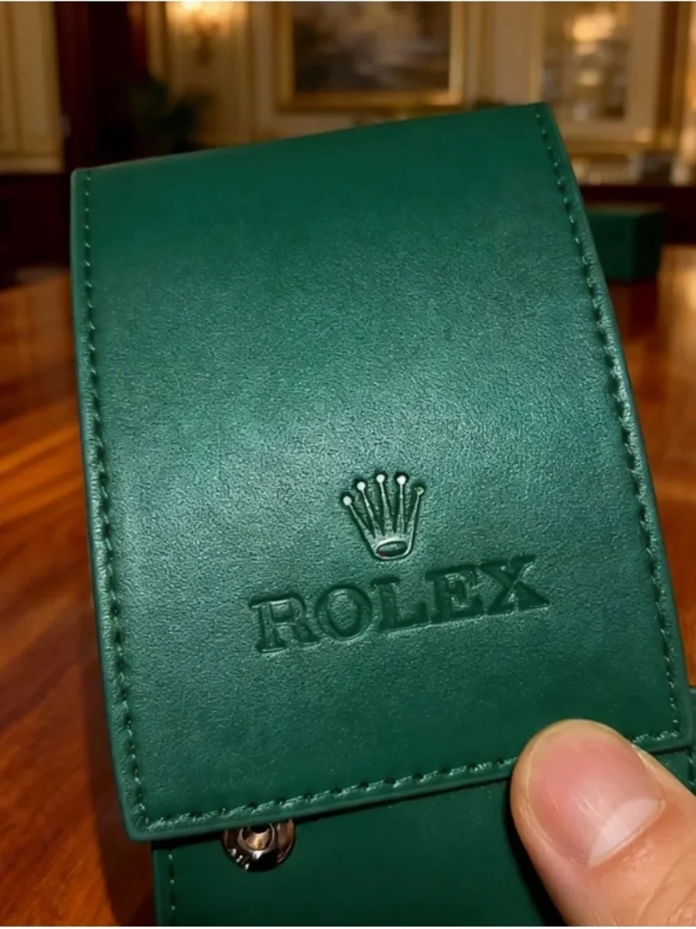 Rolex Dark Green Leather Card & Key Holder